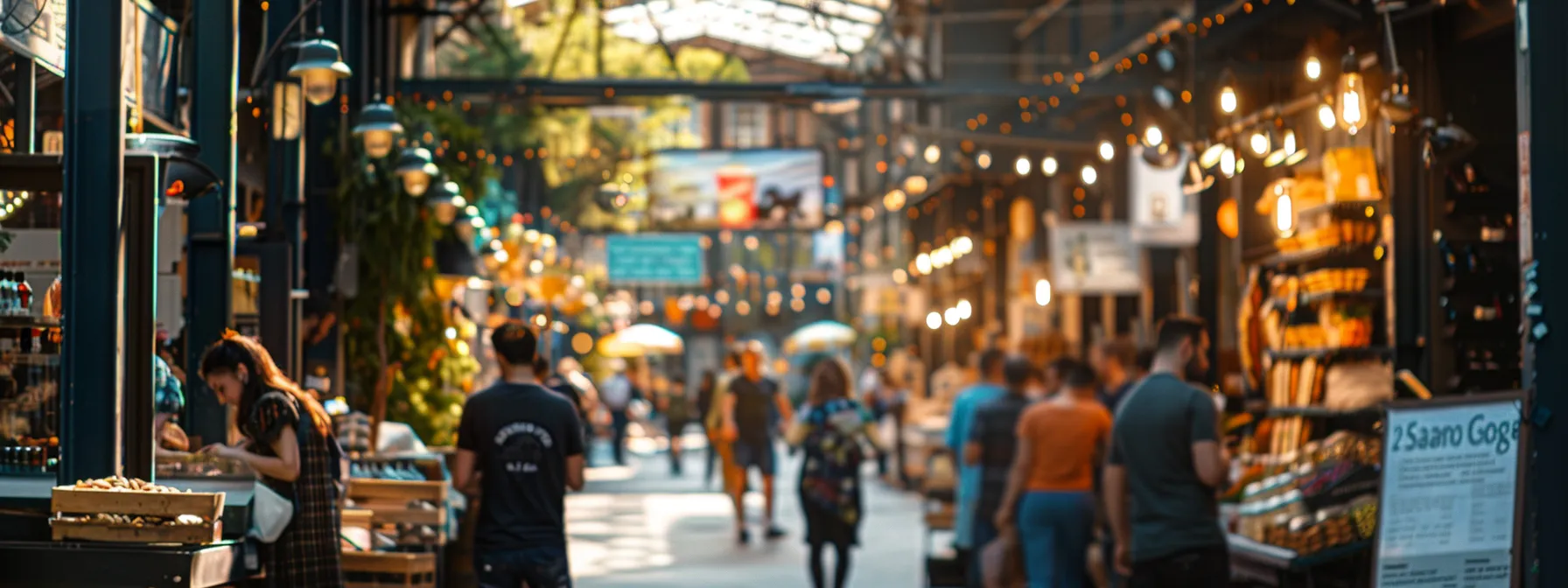 a vibrant scene depicting a bustling community marketplace, showcasing a digital display highlighting local businesses and google reviews, with engaging visuals of satisfied customers interacting with vendors, all bathed in warm, inviting sunlight to illustrate the importance of local seo strategy.