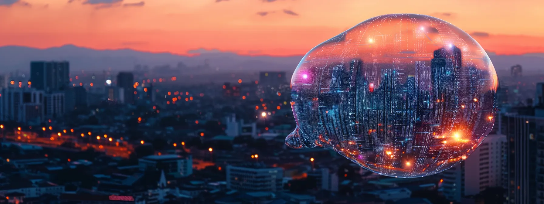 a visually striking image of a glowing, transparent speech bubble filled with diverse, authentic customer testimonials, suspended above a bustling urban landscape, symbolizing trust and credibility in a digital age.