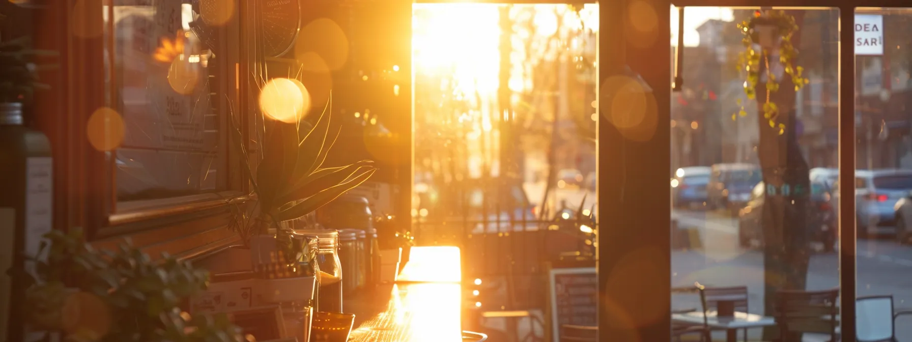 a visually striking scene of a thriving local business storefront, prominently displaying glowing google reviews and customer testimonials, bathed in warm golden hour light, symbolizing trust and expertise in digital marketing.