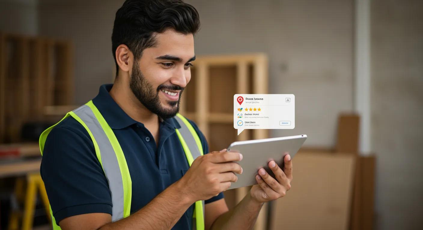 Tradesperson receiving positive customer feedback to enhance Google Maps ranking