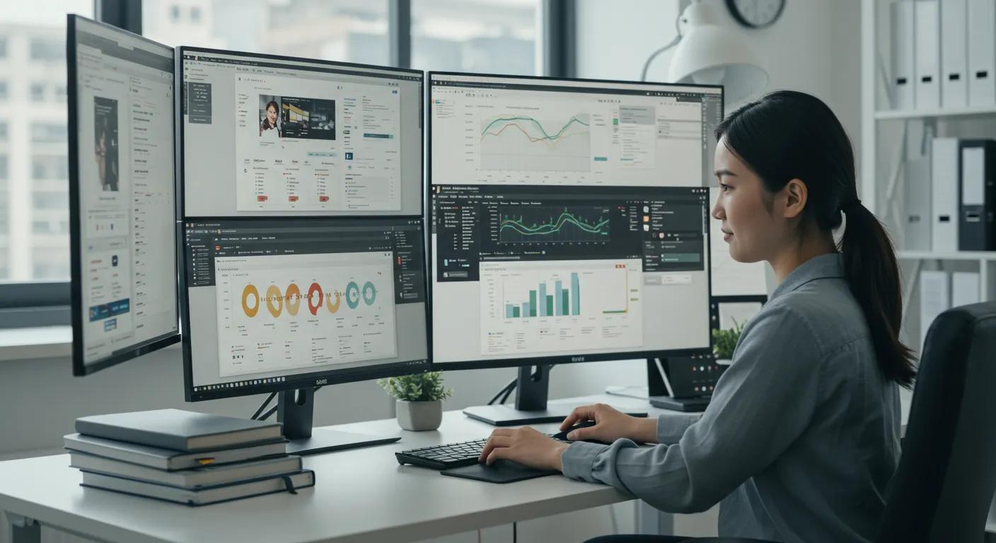 Digital marketing workspace with SEO tools and resources