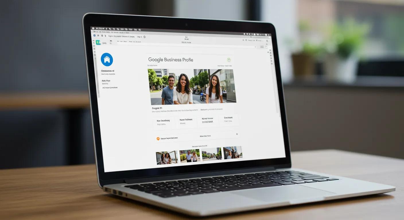 Optimized Google Business Profile displayed on a laptop